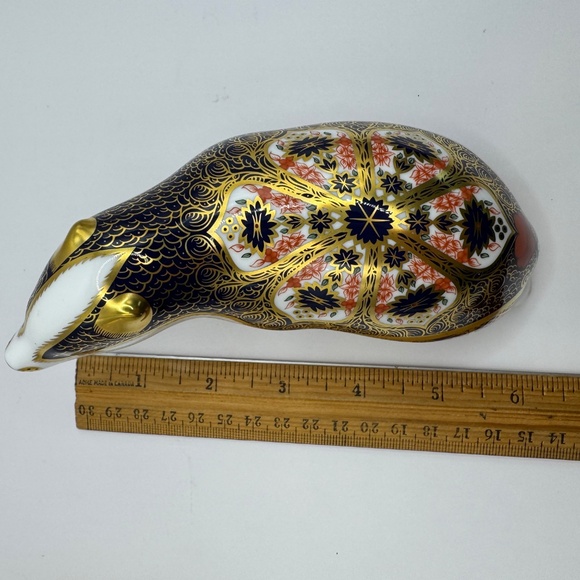 Royal Crown Derby Imari Badger bone china paperweight figurine gold stopper EUC - Picture 6 of 9